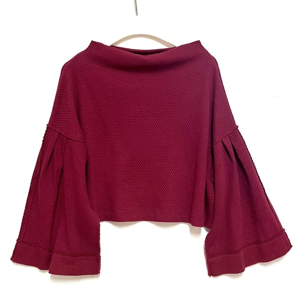 Free People Tops - Free People Bunny Cropped Boat Neck Pullover in Queen Pomegranite Size Small